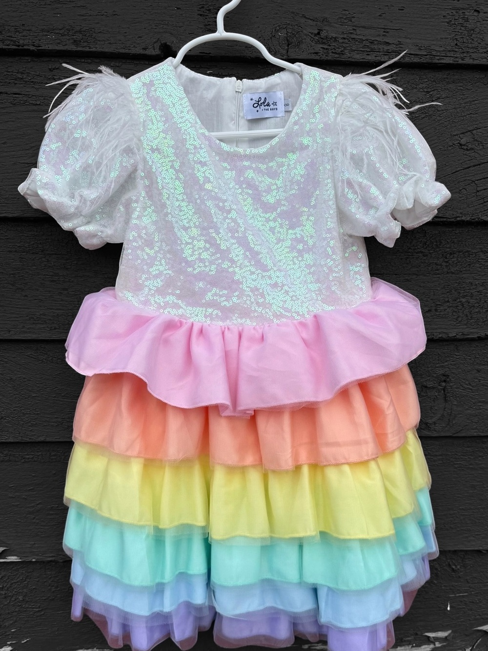 Lola and The Boys Rainbow Satin Dress